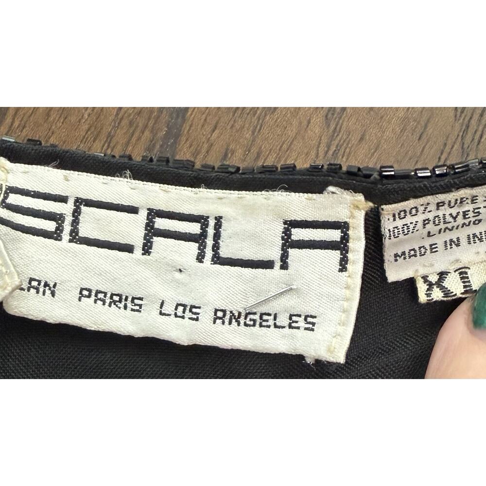 SCALA Vintage Silk Heavy Beaded Jacket Floral Design Hand Embellished Size XL - Picture 4 of 4